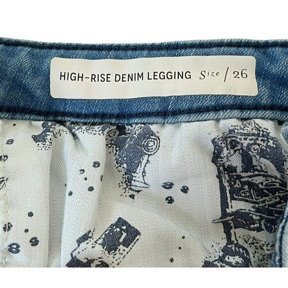ANTHRO Pilcro and The Letterpress Jeans High Rise Blue Denim Leggings 26 - Picture 7 of 12